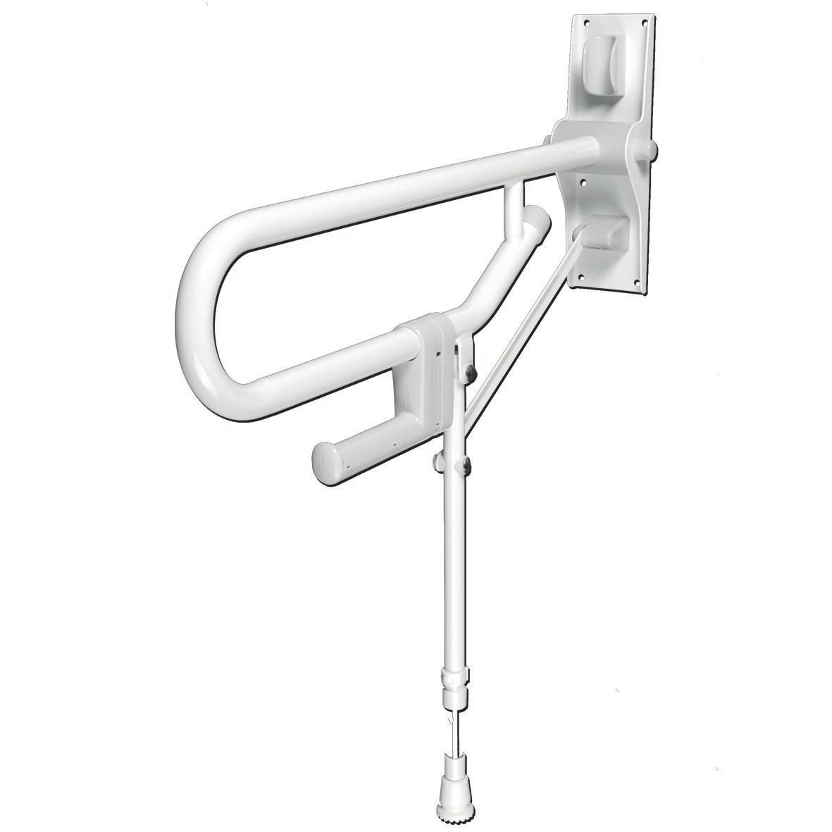 Barre d’appui double rabattable avec pied réglable - blanc