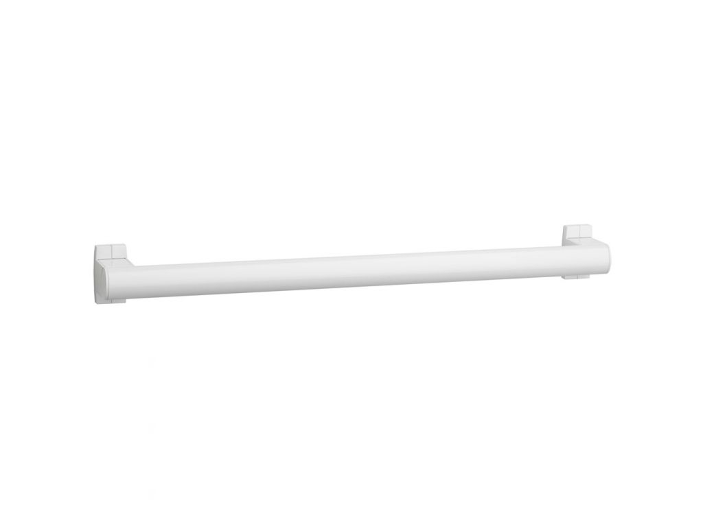 Barre droite 400 mm, tube aluminium blanc Ø 38 x 25 mm, cach