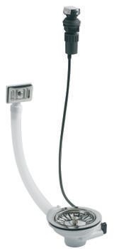 Bonde évier 1 cuve Ø90 mm commande  à cable,cuvette Ø113 mm,