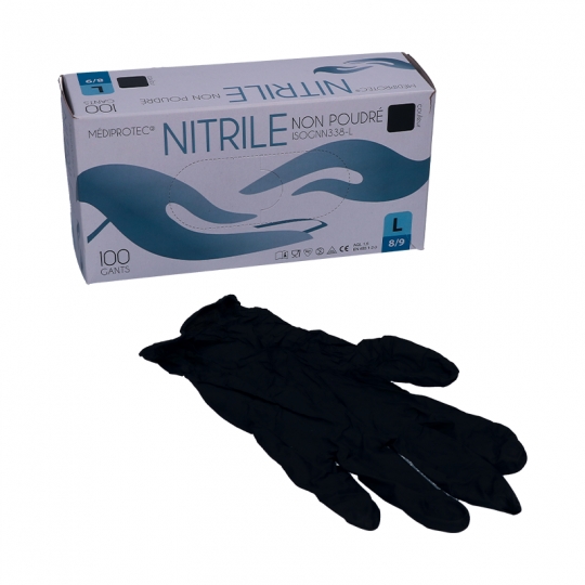 GANTS NOIRS NITRILE SANS POUDRE